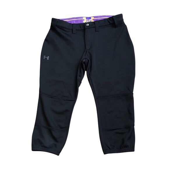 UNDER ARMOUR Womens Size Medium Black Baseball Softball Training Cropped Pants - Picture 2 of 8